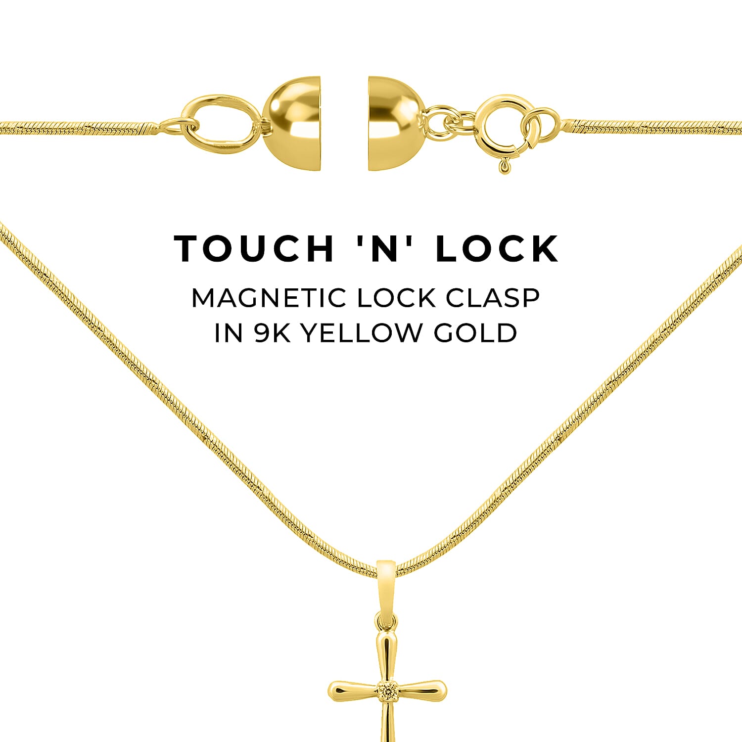 9K Yellow Gold Magnetic Lock with Spring Ring Clasp